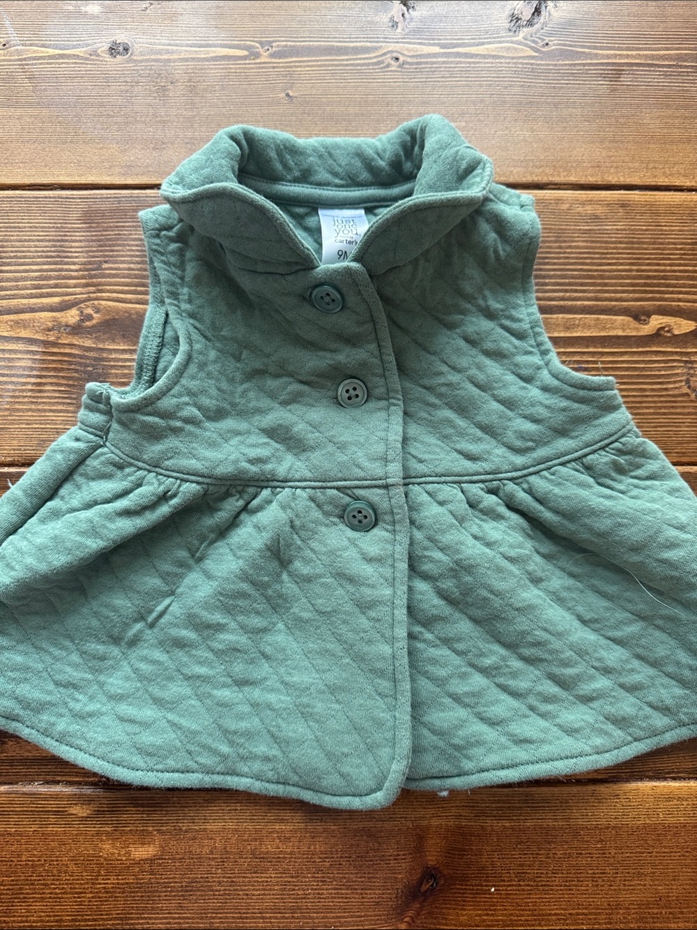 Carter's Quilted Green Button-Front Vest